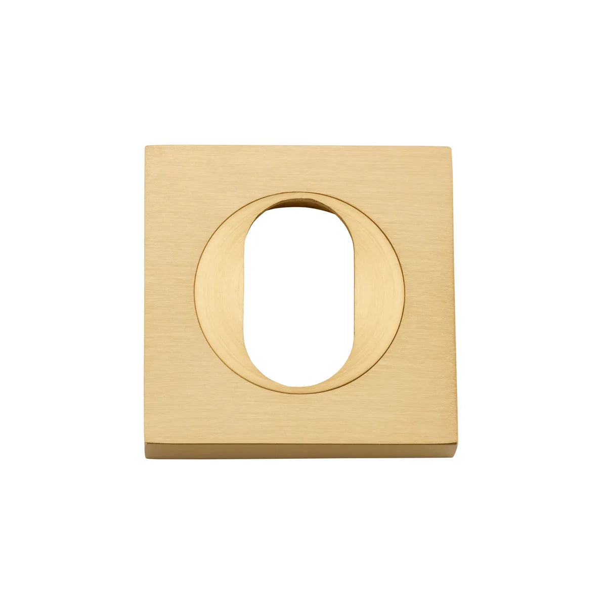 Oval Escutcheon - Square in Brushed Brass - front view