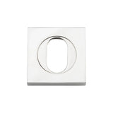 Oval Escutcheon - Square in Brushed Brass - finish and profile close-up