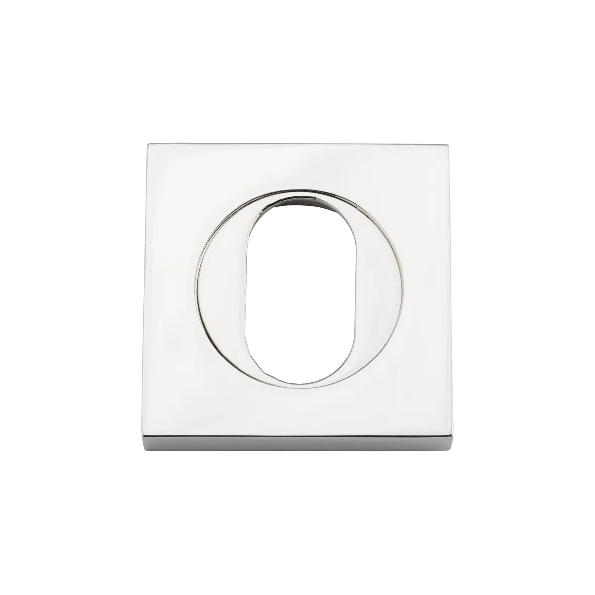 Oval Escutcheon - Square in Brushed Brass - finish and profile close-up