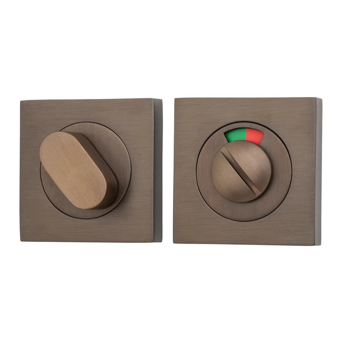 Privacy Turn With Indicator - Square in Signature Brass - front view