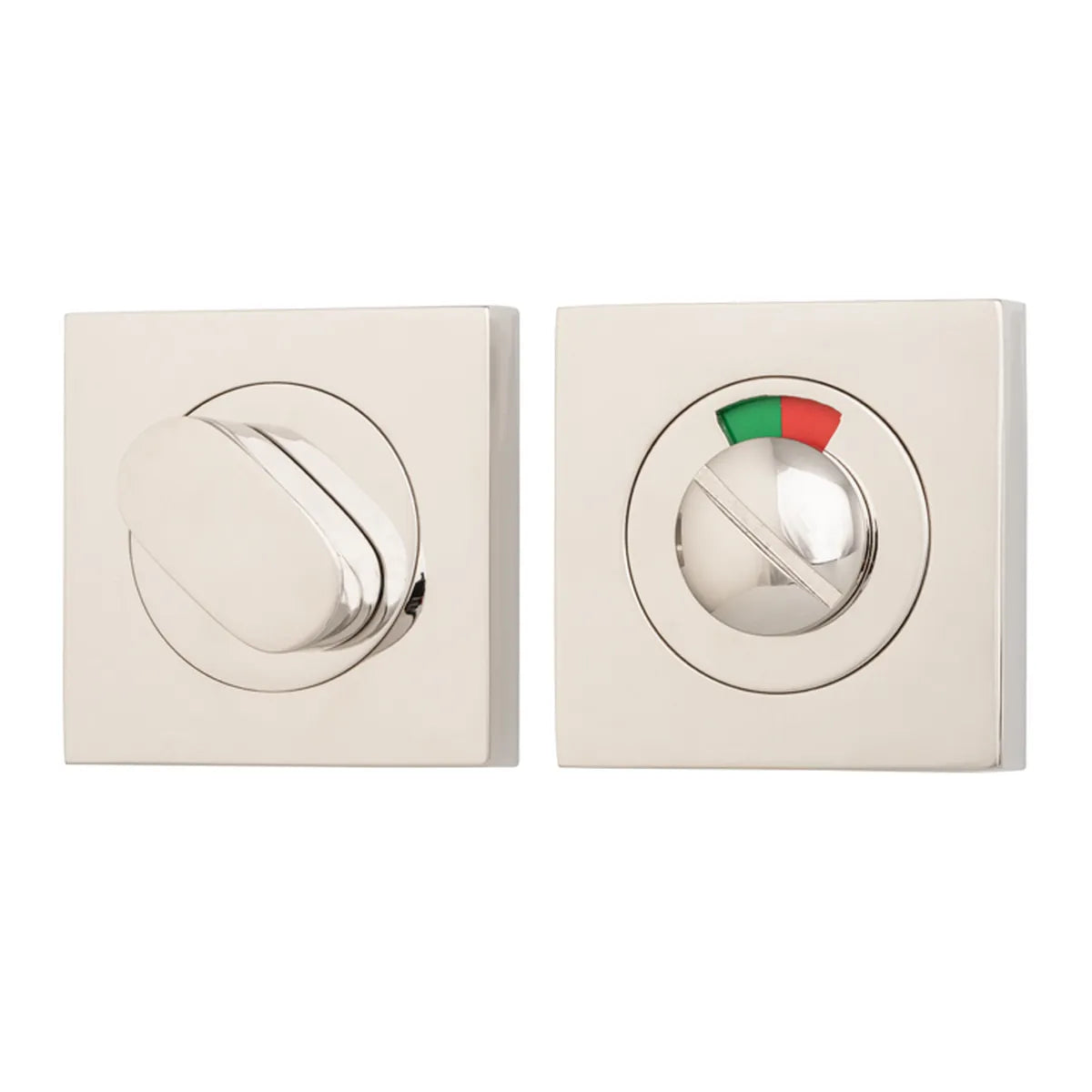 Privacy Turn With Indicator - Square in Polished Nickel - finish and profile close-up