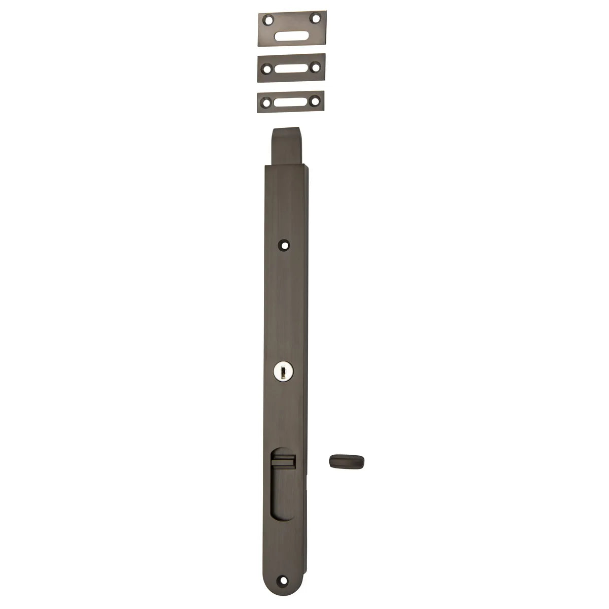 Locking Flush Bolt - 300mm in Signature Brass - rear mounting detail