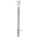 Locking Flush Bolt - 400mm in Brushed Chrome - angled product view