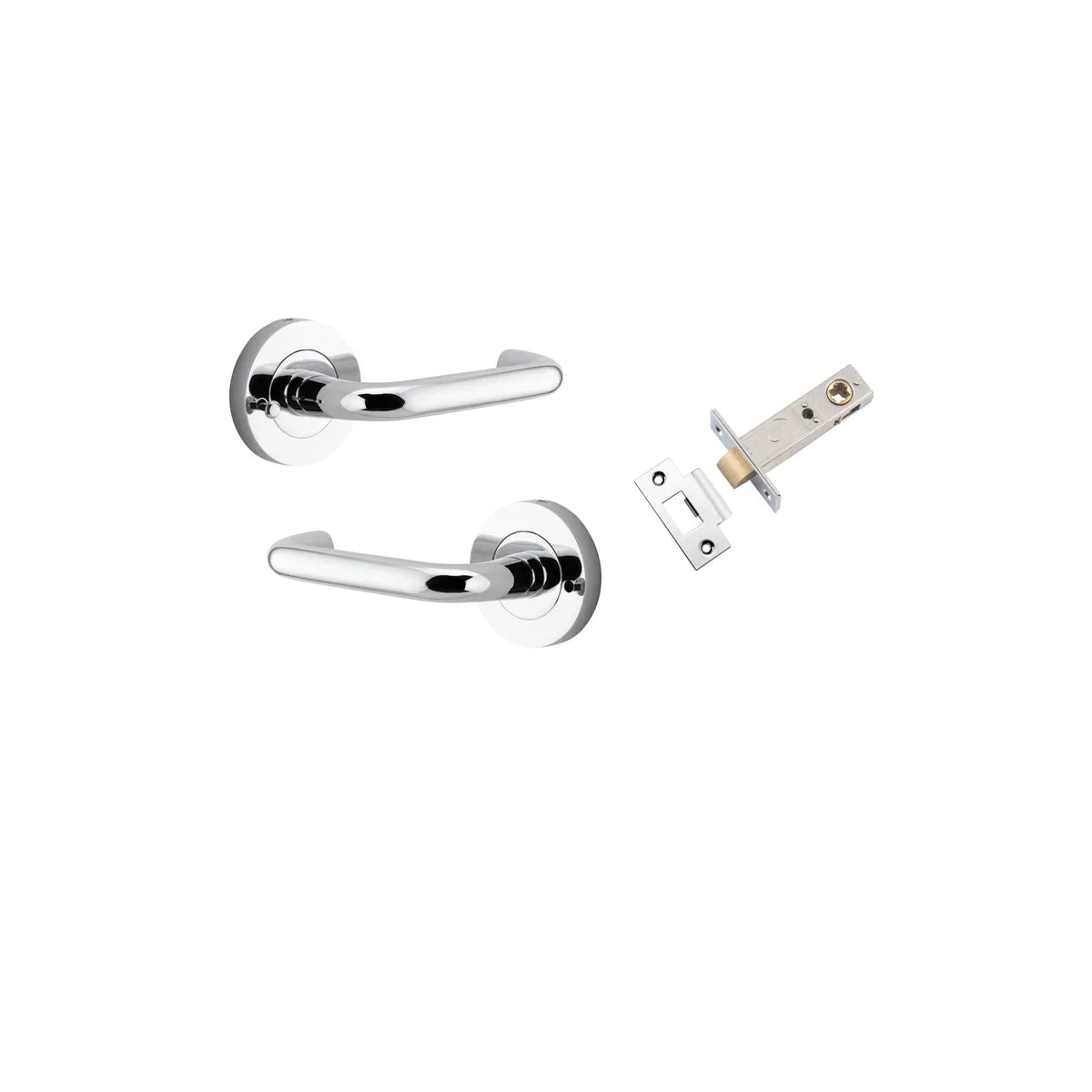 Oslo Lever - Round Rose (Inbuilt Privacy) in Polished Chrome - privacy set configuration
