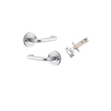 Oslo Lever - Round Rose (Inbuilt Privacy) in Brushed Chrome - privacy set configuration