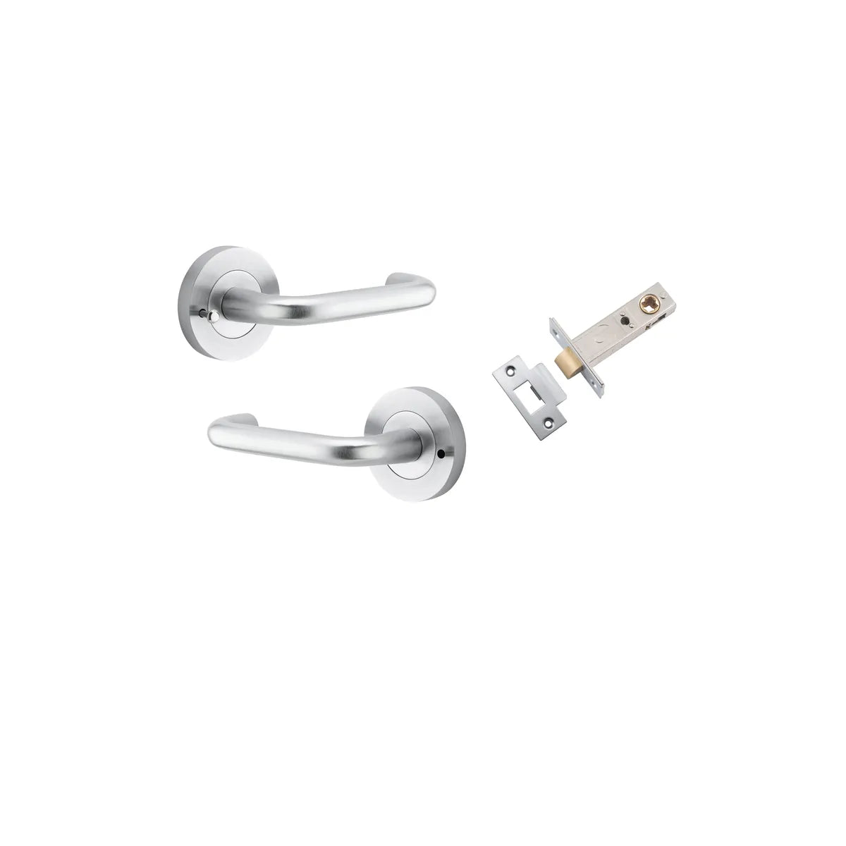 Oslo Lever - Round Rose (Inbuilt Privacy) in Brushed Chrome - privacy set configuration