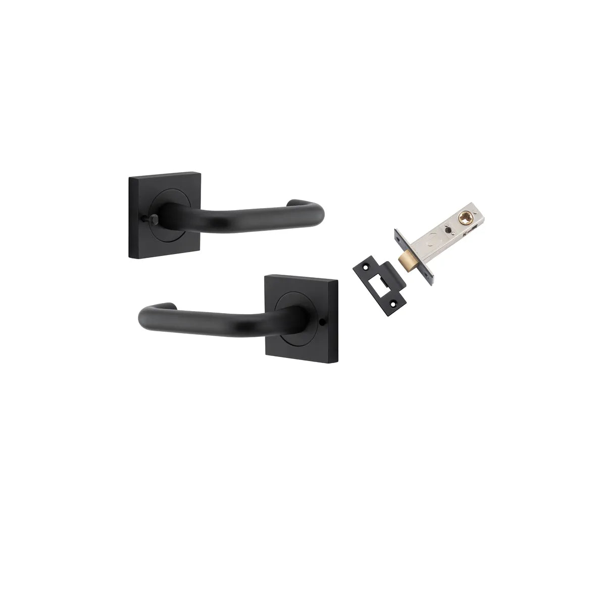 Oslo Lever - Square Rose (Inbuilt Privacy) in Matt Black - privacy set configuration