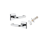 Oslo Lever - Square Rose (Inbuilt Privacy) in Polished Chrome - privacy set configuration