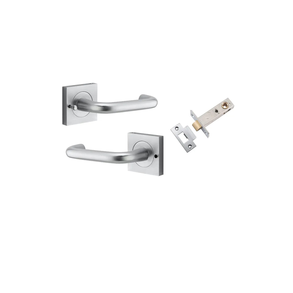 Oslo Lever - Square Rose (Inbuilt Privacy) in Brushed Brass - privacy set configuration (2 of 9)