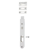 Locking Flush Bolt - 200mm in Brushed Chrome - side profile view
