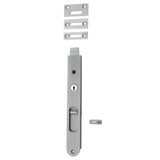 Locking Flush Bolt - 200mm in Brushed Chrome - angled product view
