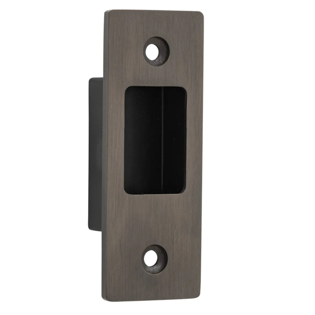 Sliding Door Edge Pull Rectangular in Brushed Chrome - finish and profile close-up