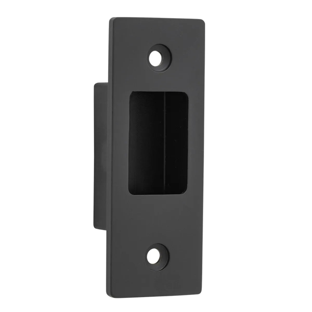 Sliding Door Edge Pull Rectangular in Matt Black - side profile view