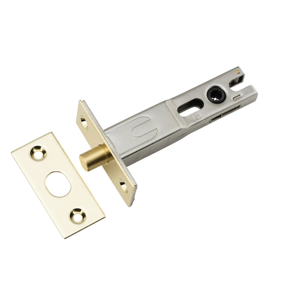 Privacy Bolt - Round - 70mm Backset in Polished Brass - rear mounting detail