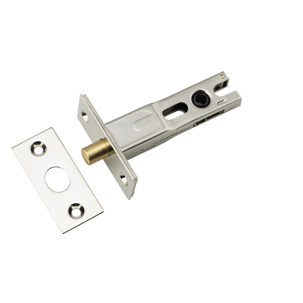Privacy Bolt - Round - 60mm Backset in Polished Nickel - full product view