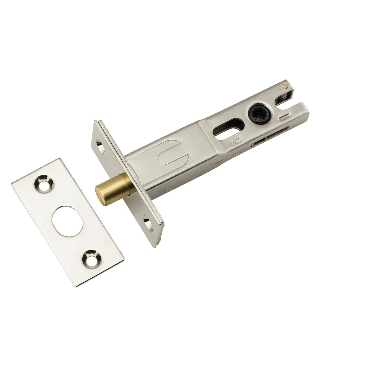 Privacy Bolt - Round - 70mm Backset in Polished Nickel - full product view