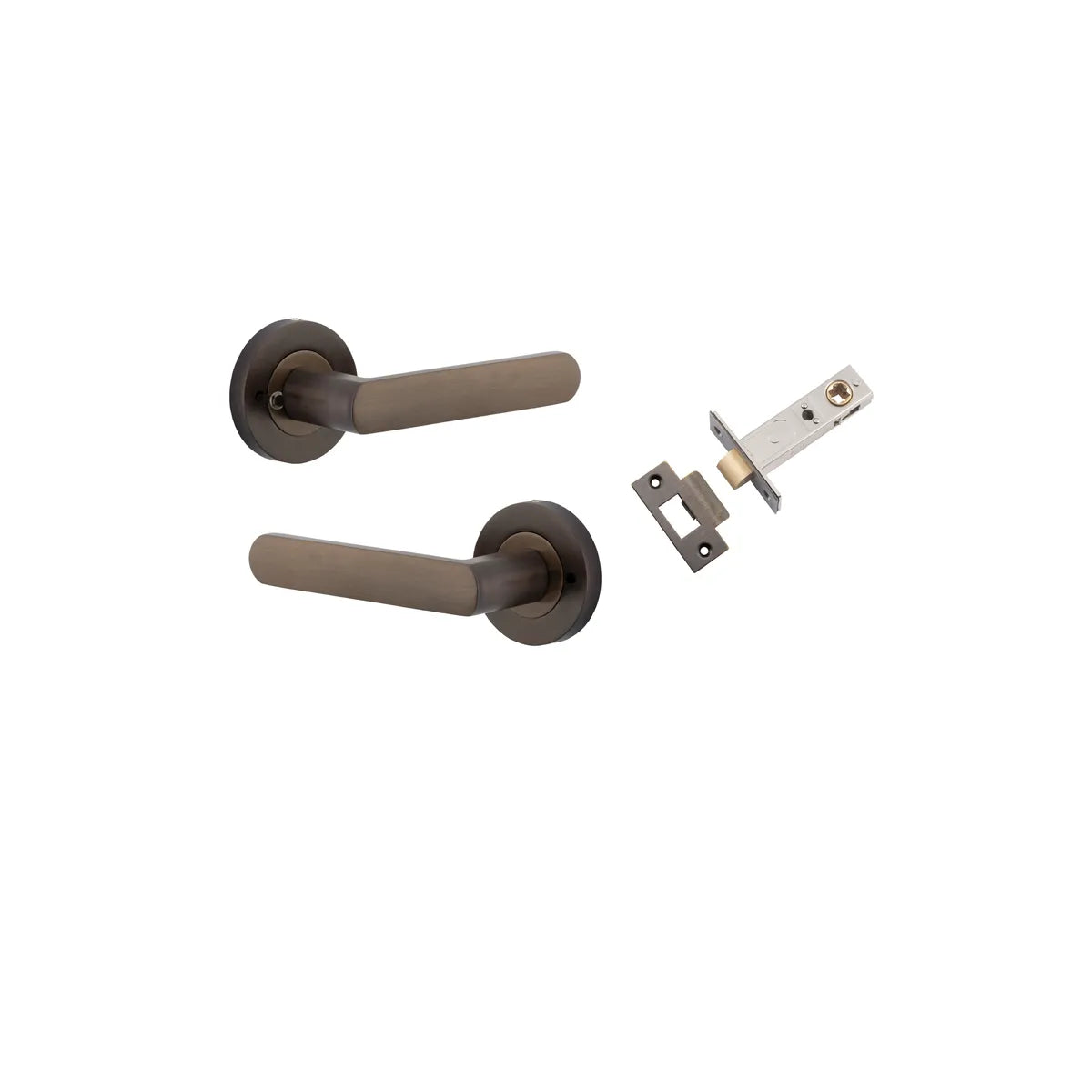 Osaka Lever - Round Rose (Inbuilt Privacy) in Brushed Brass - privacy set configuration (6 of 6)