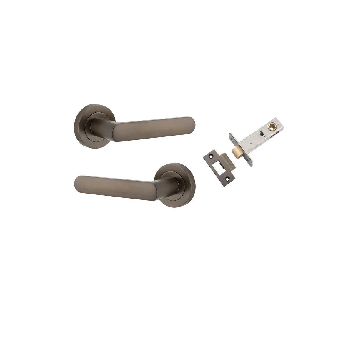 Osaka Lever - Round Rose Passage Kit in Signature Brass - rear mounting detail