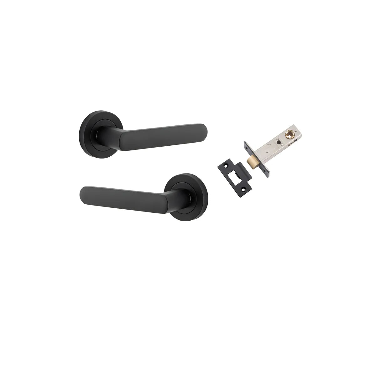 Osaka Lever - Round Rose Passage Kit in Matt Black - close-up detail view
