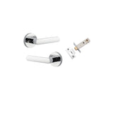 Osaka Lever - Round Rose (Inbuilt Privacy) in Brushed Chrome - privacy set configuration