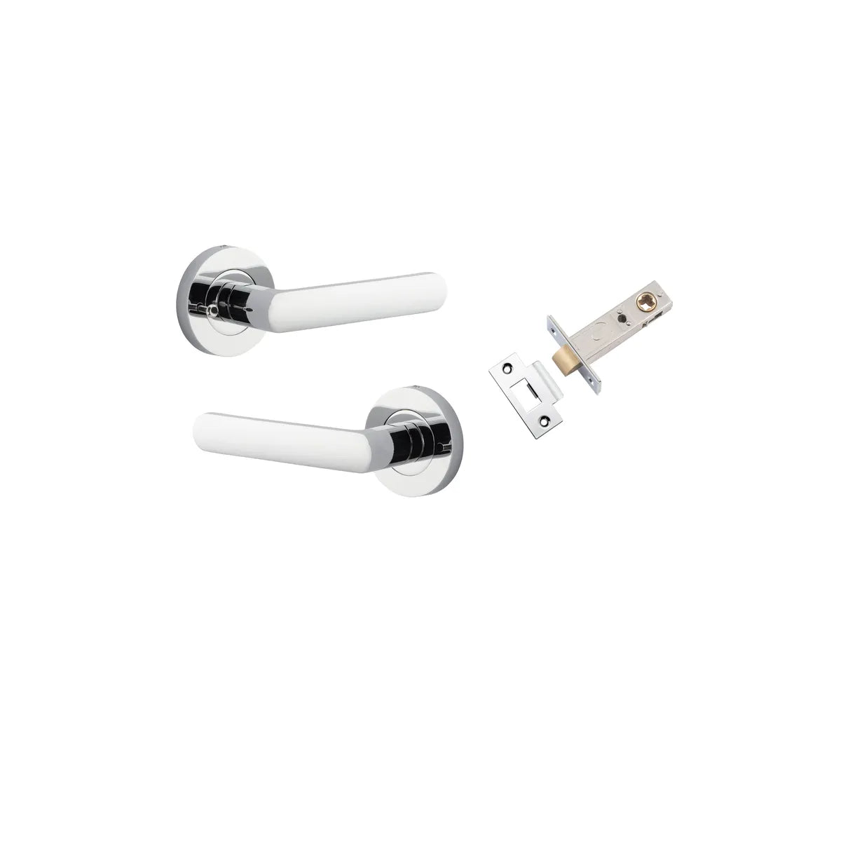 Osaka Lever - Round Rose (Inbuilt Privacy) in Brushed Chrome - privacy set configuration