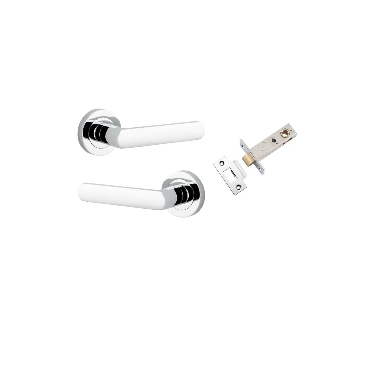 Osaka Lever - Round Rose Passage Kit in Polished Chrome - side profile view