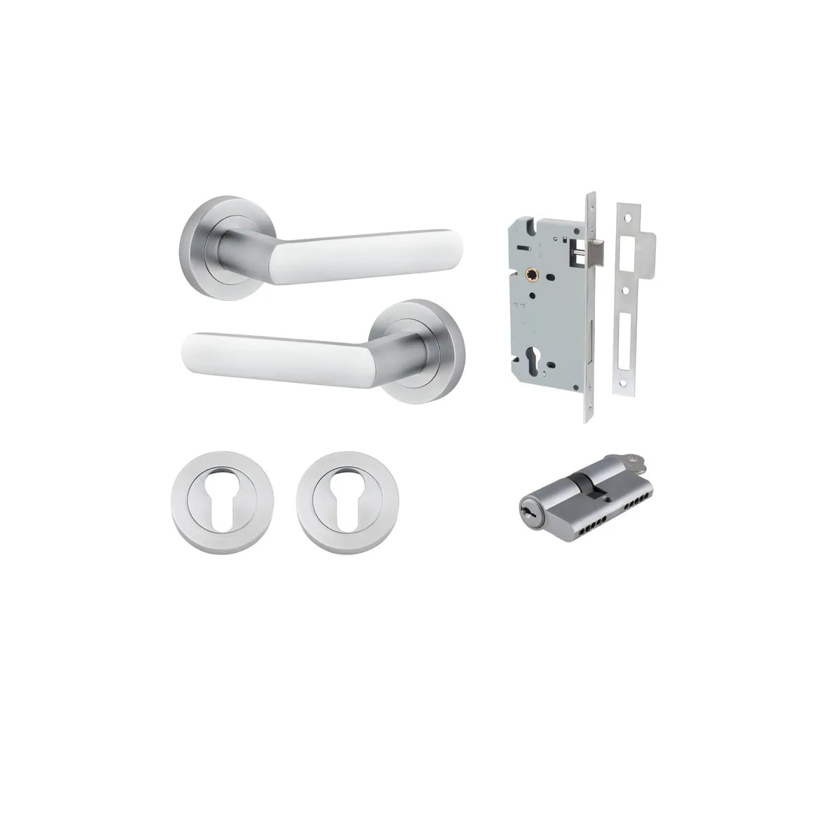 Osaka Lever - Round Rose Entrance Kit with Separate High Security Lock - entrance set configuration (2 of 12)