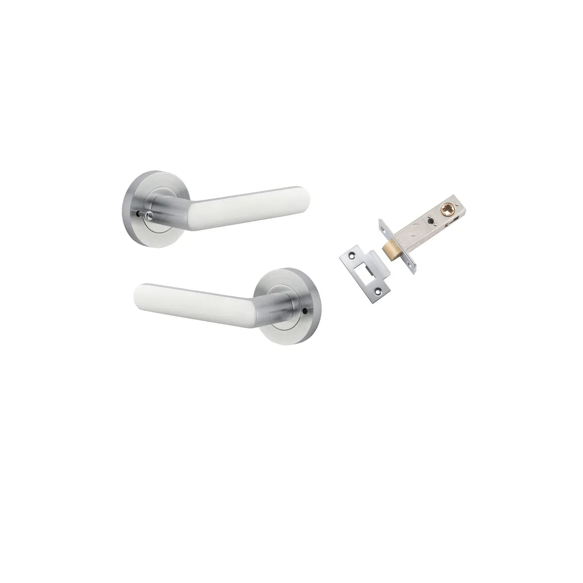 Osaka Lever - Round Rose (Inbuilt Privacy) in Brushed Brass - privacy set configuration (2 of 6)