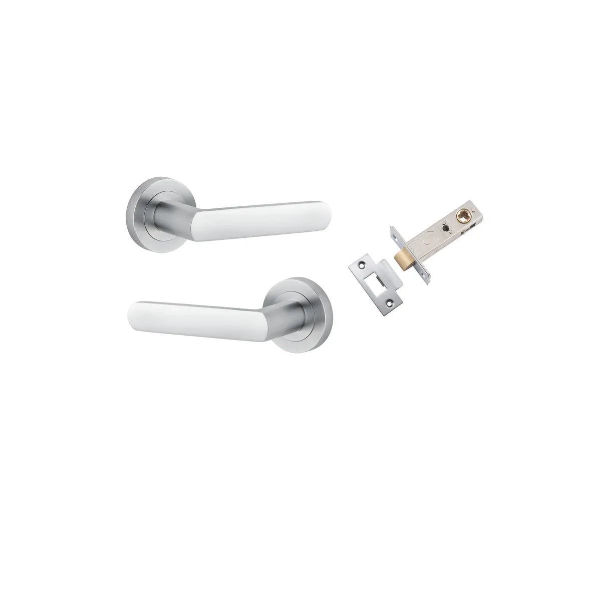 Osaka Lever - Round Rose Passage Kit in Brushed Chrome - angled product view