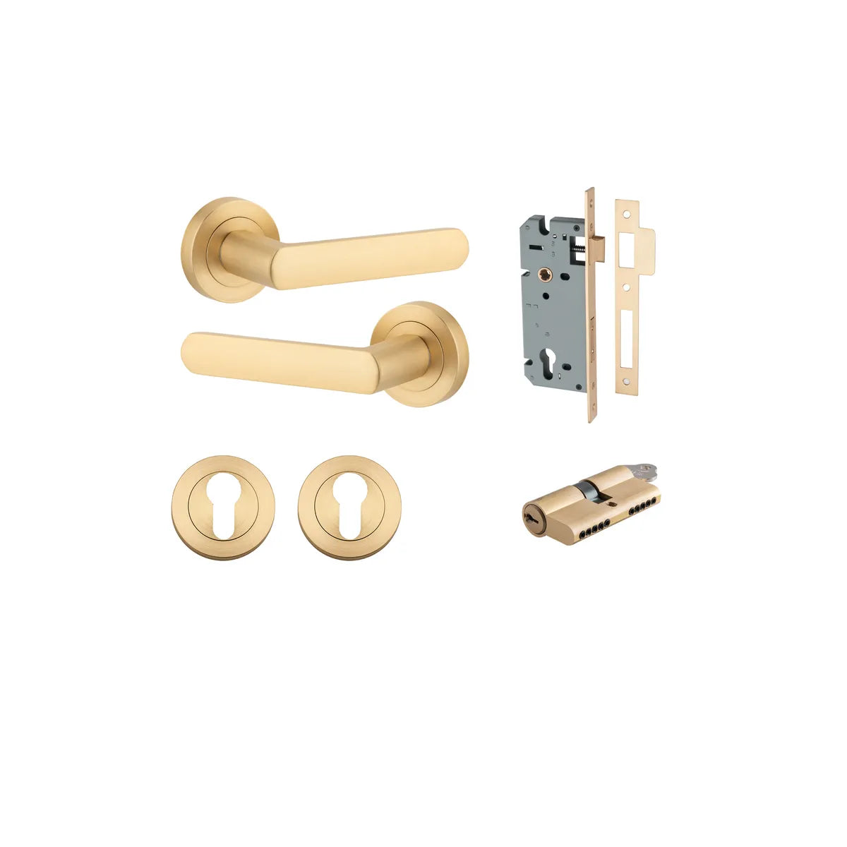 Osaka Lever - Round Rose Entrance Kit with Separate High Security Lock