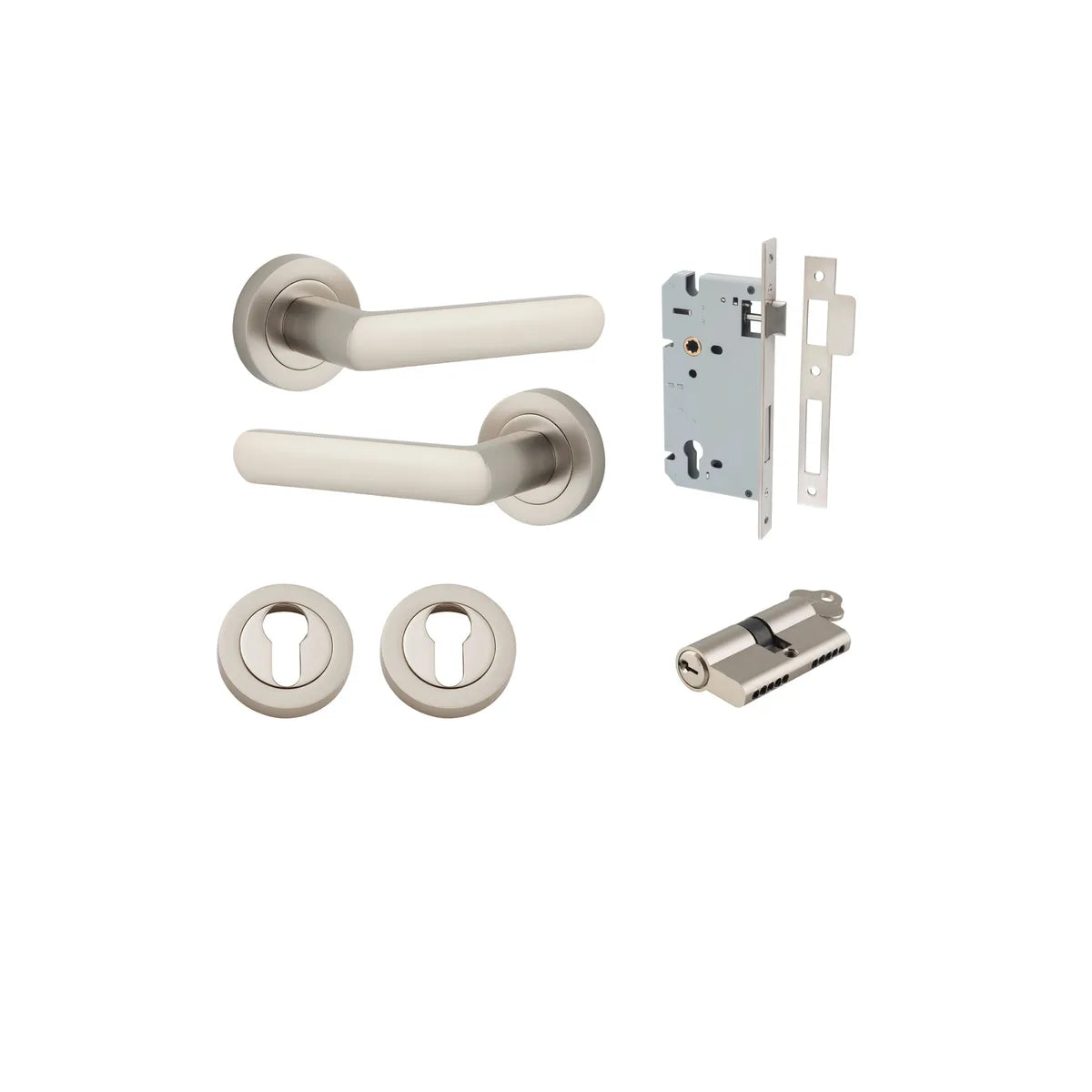 Osaka Lever - Round Rose Entrance Kit with Separate High Security Lock - entrance set configuration (5 of 12)