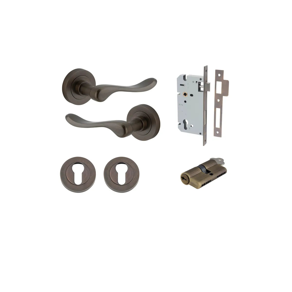 Stirling Lever - Round Rose Entrance Kit with Separate High Security Lock - entrance set configuration (8 of 16)