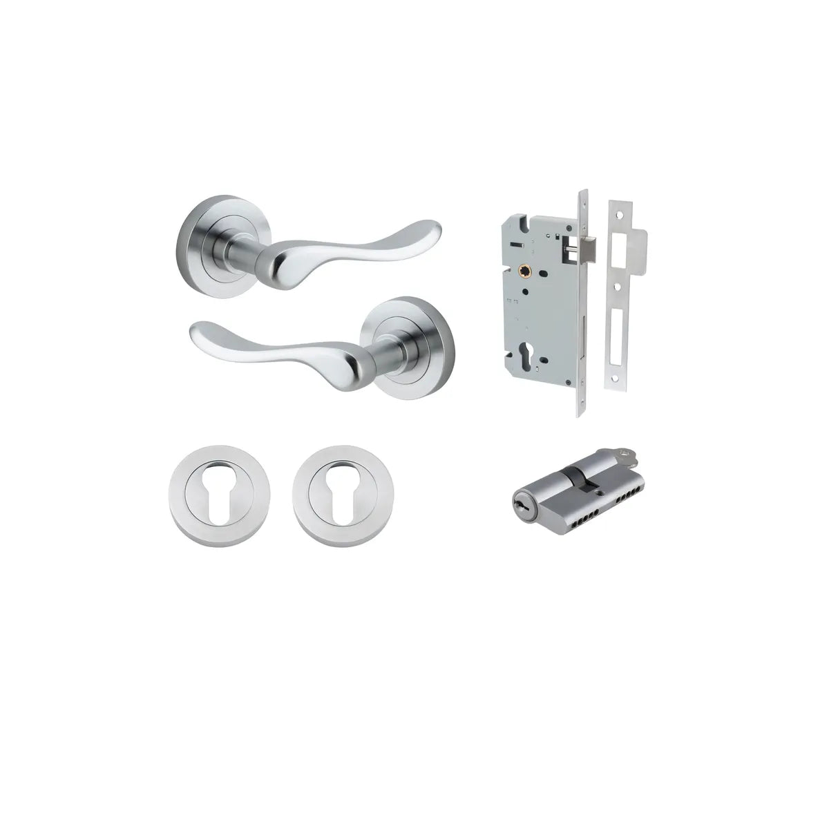 Stirling Lever - Round Rose Entrance Kit with Separate High Security Lock - entrance set configuration (2 of 16)