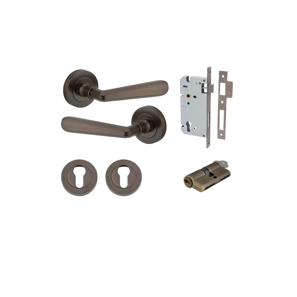 Copenhagen Lever - Round Rose Entrance Kit with Separate High Security Lock - entrance set configuration (7 of 14)