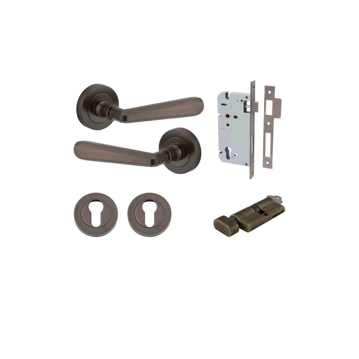 Copenhagen Lever - Round Rose Entrance Kit with Separate High Security Lock - entrance set configuration (14 of 14)