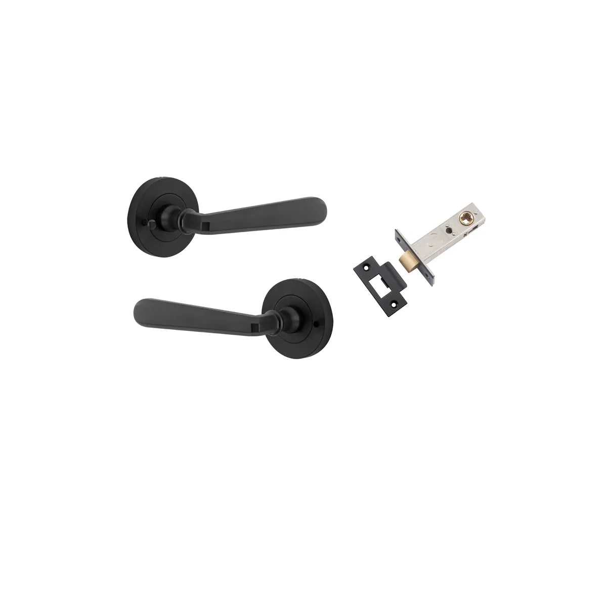 Copenhagen Lever - Round Rose (Inbuilt Privacy) in Brushed Brass - privacy set configuration (4 of 7)