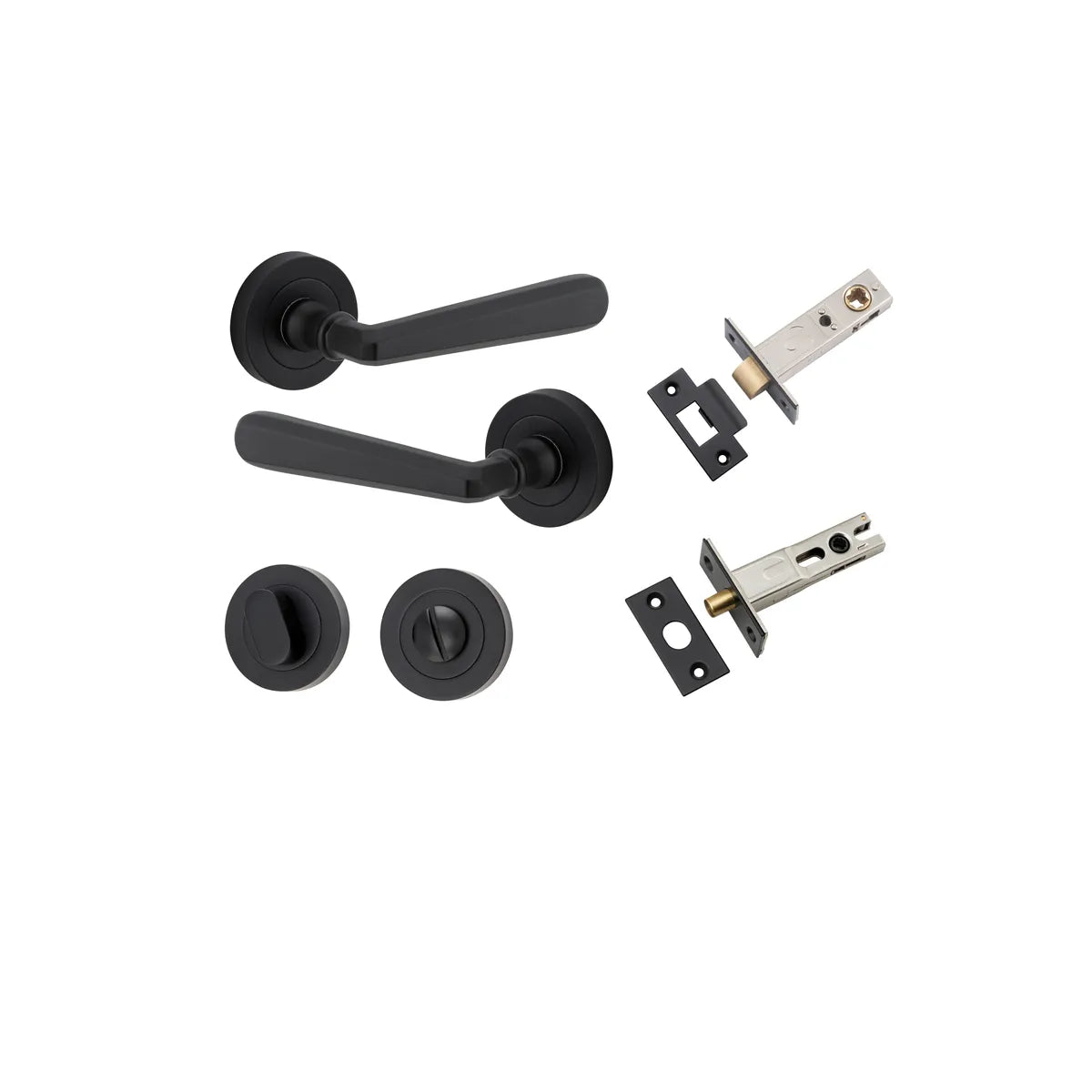 Copenhagen Lever - Round Rose Privacy Kit with Separate Privacy Turn in Matt Black - privacy set configuration