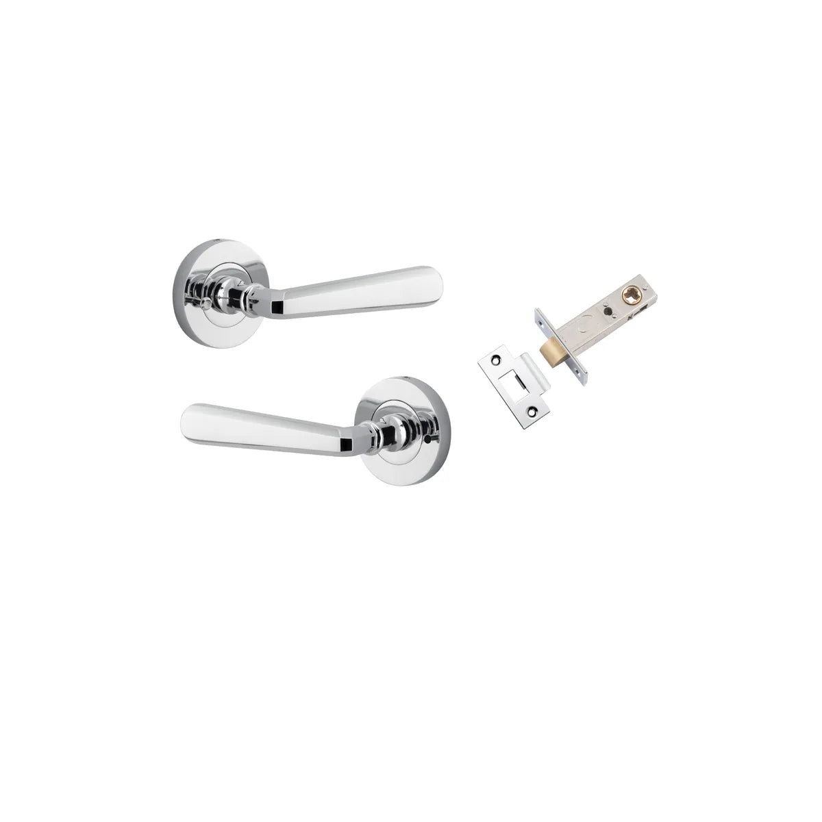Copenhagen Lever - Round Rose (Inbuilt Privacy) in Polished Chrome - privacy set configuration