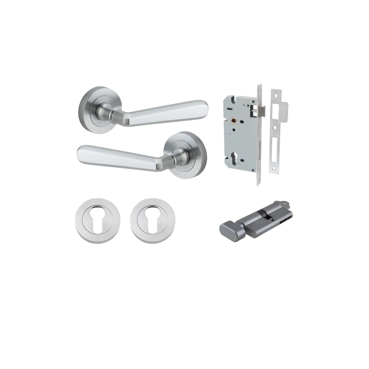 Copenhagen Lever - Round Rose Entrance Kit with Separate High Security Lock - entrance set configuration (9 of 14)