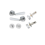 Copenhagen Lever - Round Rose Privacy Kit with Separate Privacy Turn in Brushed Chrome - privacy set configuration