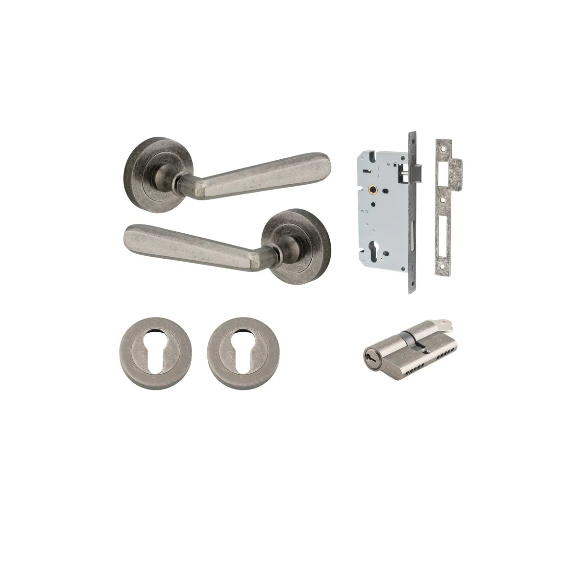Copenhagen Lever - Round Rose Entrance Kit with Separate High Security Lock - entrance set configuration (3 of 14)