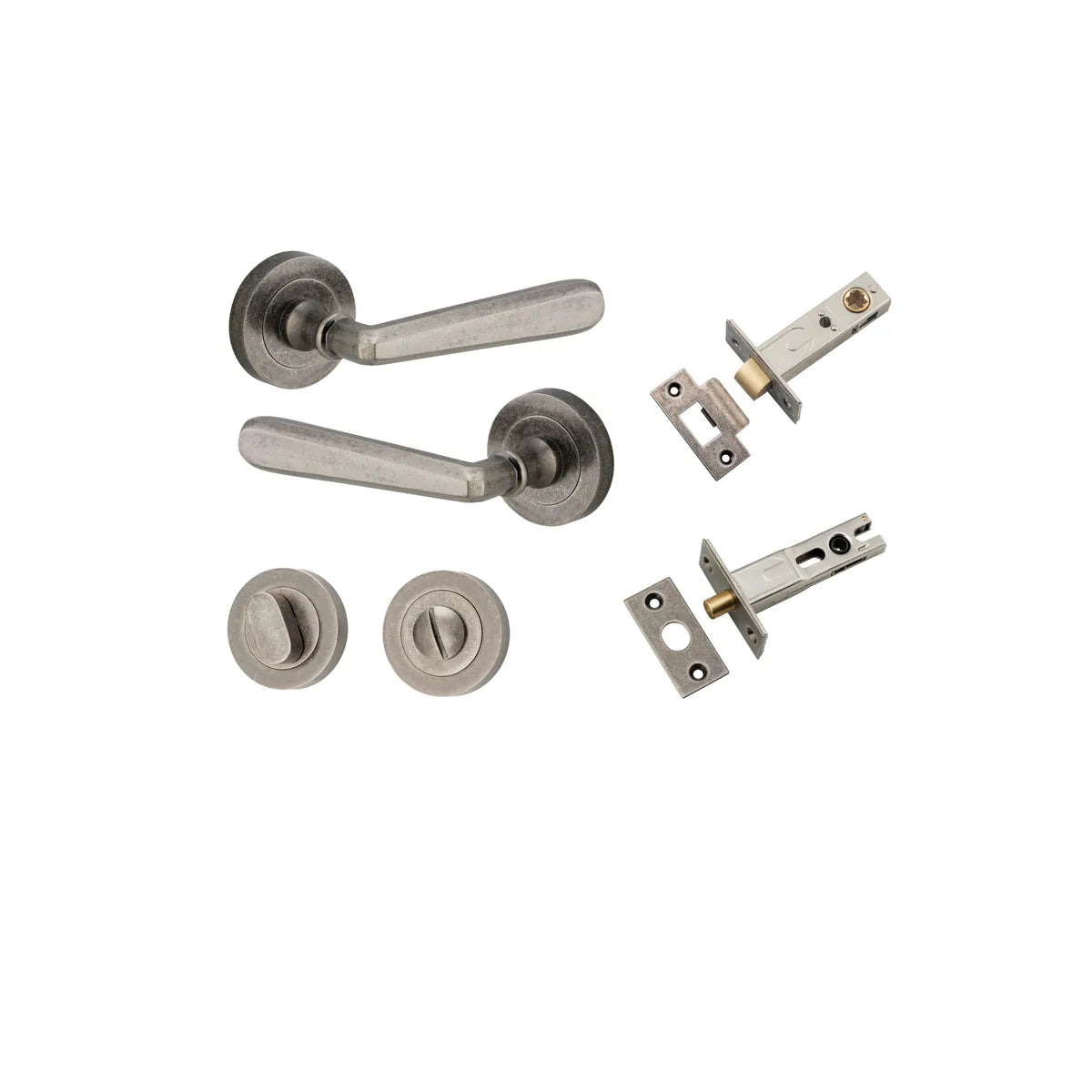 Copenhagen Lever - Round Rose Privacy Kit with Separate Privacy Turn in Distressed Nickel - privacy set configuration