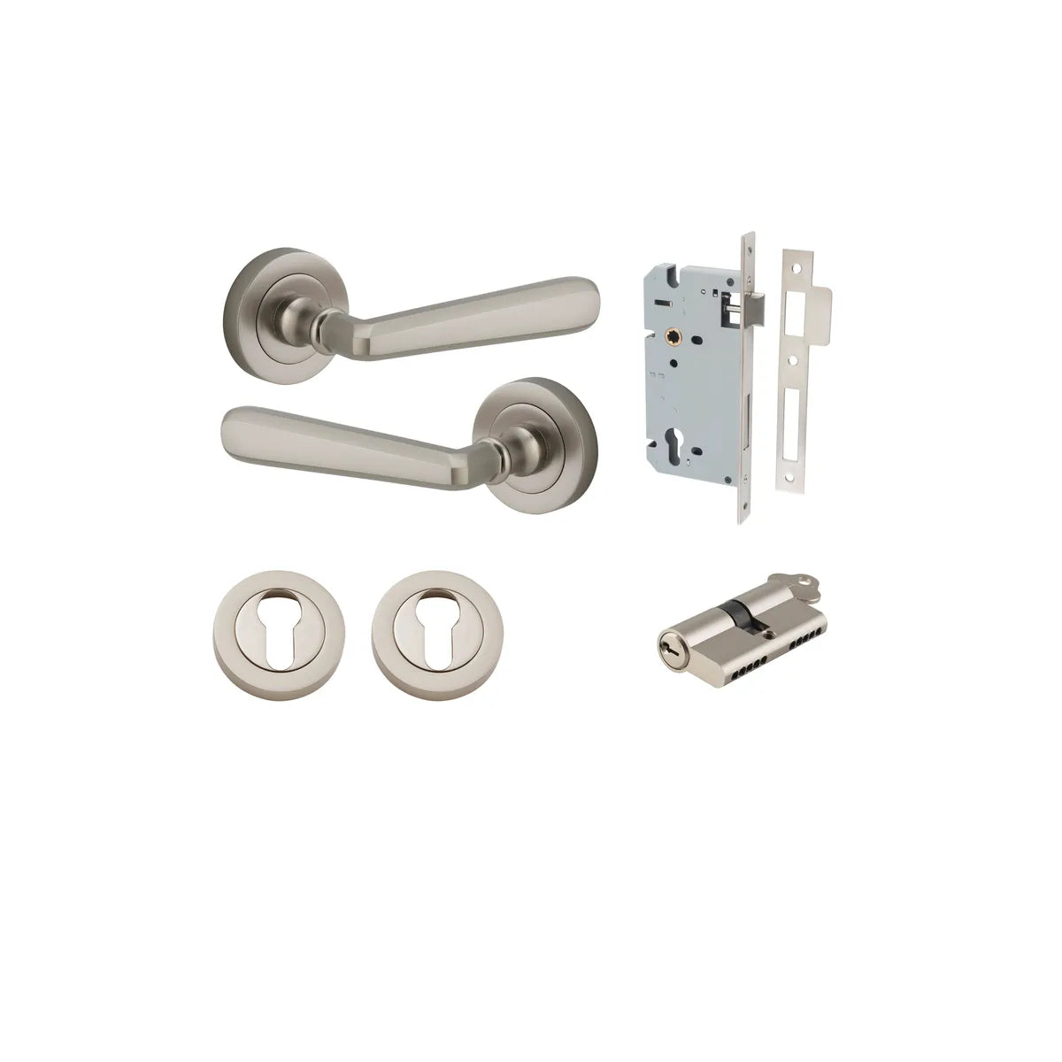 Copenhagen Lever - Round Rose Entrance Kit with Separate High Security Lock - entrance set configuration (6 of 14)
