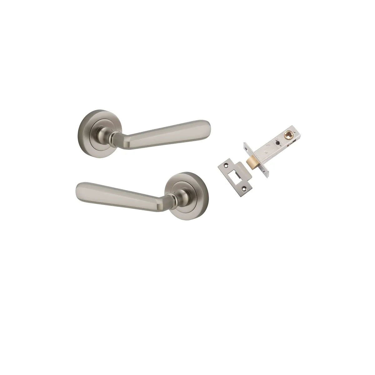 Copenhagen Lever - Round Rose Passage Kit in Satin Nickel - rear mounting detail