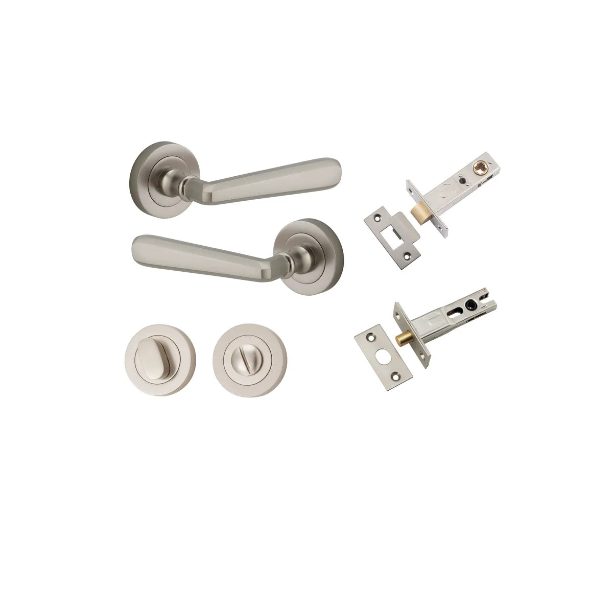 Copenhagen Lever - Round Rose Privacy Kit with Separate Privacy Turn in Brushed Brass - privacy set configuration (6 of 7)
