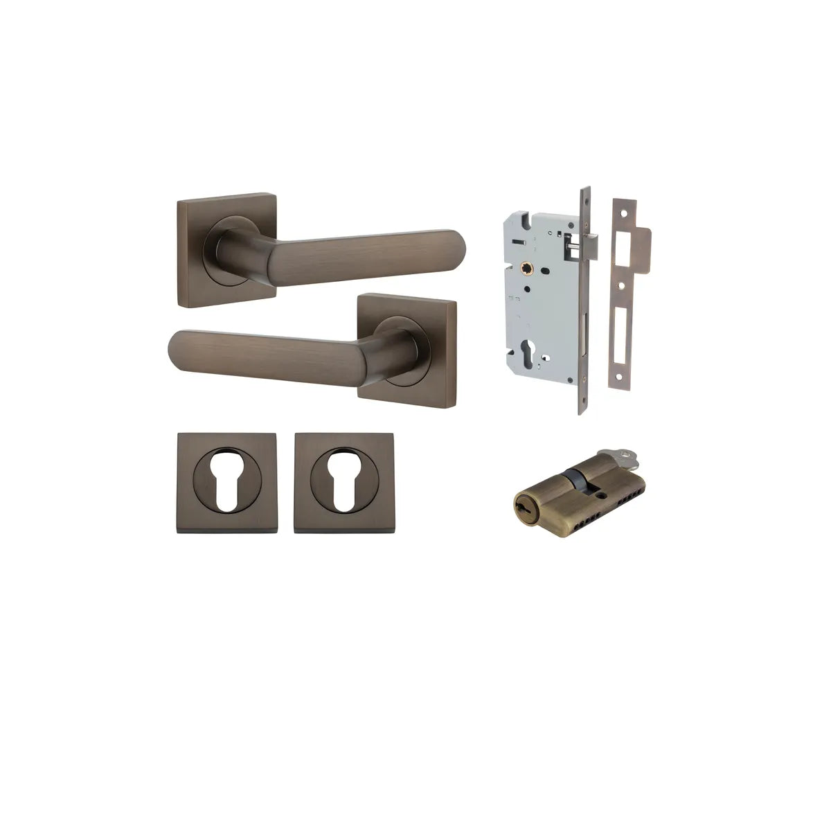 Osaka Lever - Square Rose Entrance Kit with Separate High Security Lock - entrance set configuration (6 of 12)