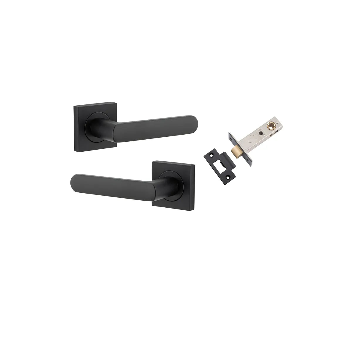 Osaka Lever - Square Rose Passage Kit in Matt Black - close-up detail view