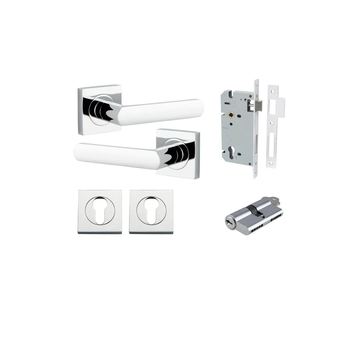 Osaka Lever - Square Rose Entrance Kit with Separate High Security Lock - entrance set configuration (4 of 12)