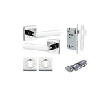 Osaka Lever - Square Rose Entrance Kit with Separate High Security Lock in Brushed Brass - entrance set configuration