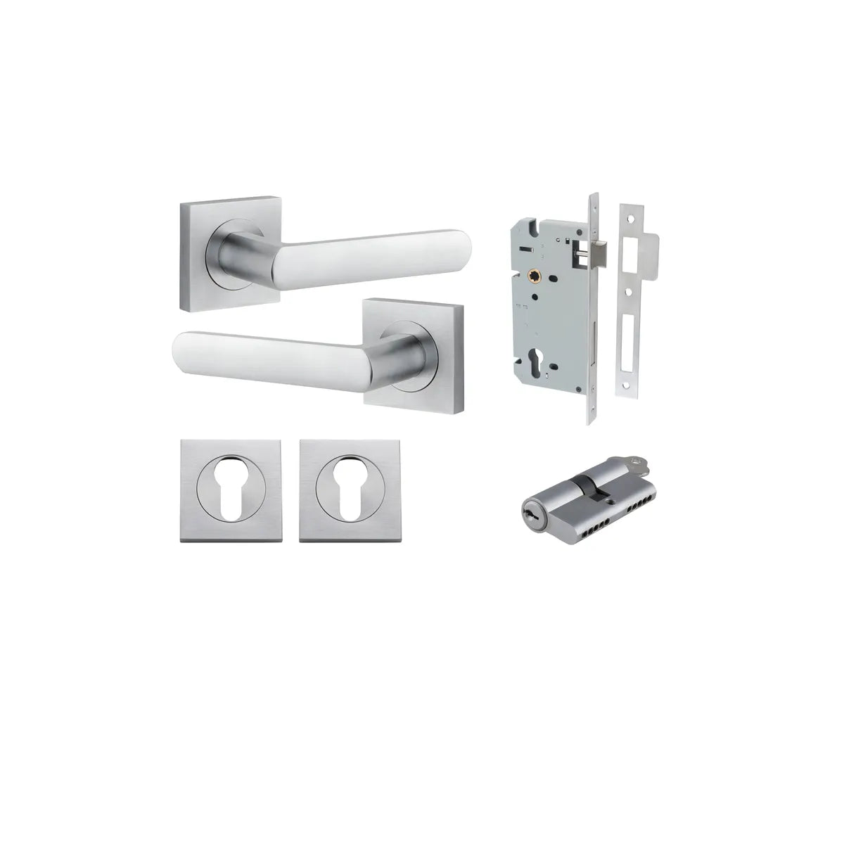 Osaka Lever - Square Rose Entrance Kit with Separate High Security Lock